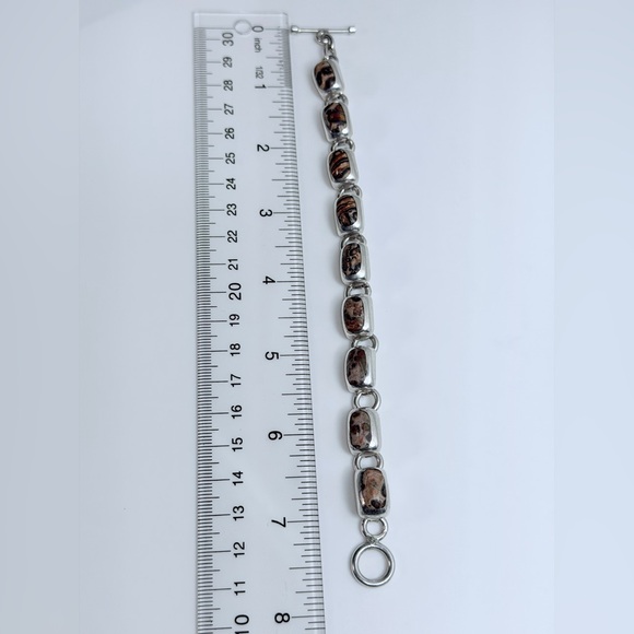 Silpada Rare HTF Sterling Silver & Leopard Jasper Toggle Clasp Bracelet - Picture 12 of 15